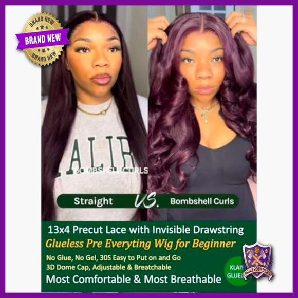 Loose Wave Human Hair Glueless Wig 18 Inch with Bangs Ready to Wear